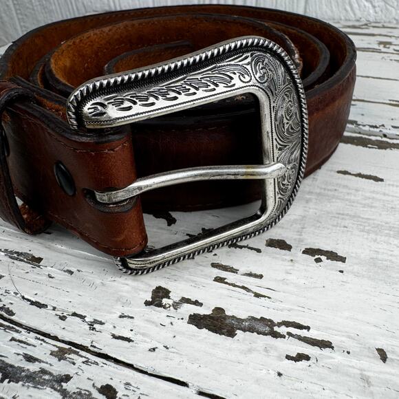 3D Belt Company Brown Genuine Leather Belt Made in Dominican Republic Size 44 - Picture 10 of 16